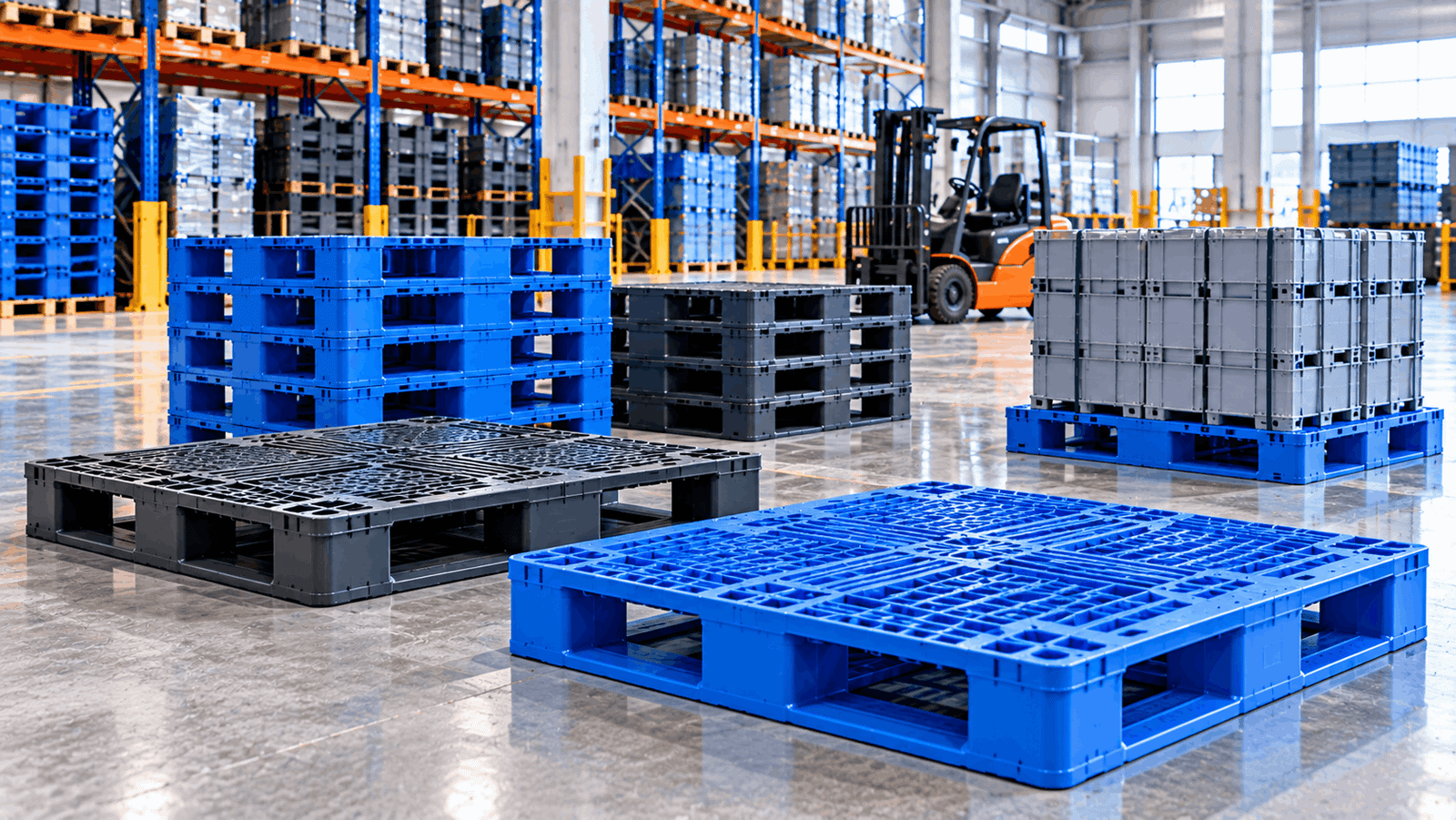 Plastic pallets for industrial material handling